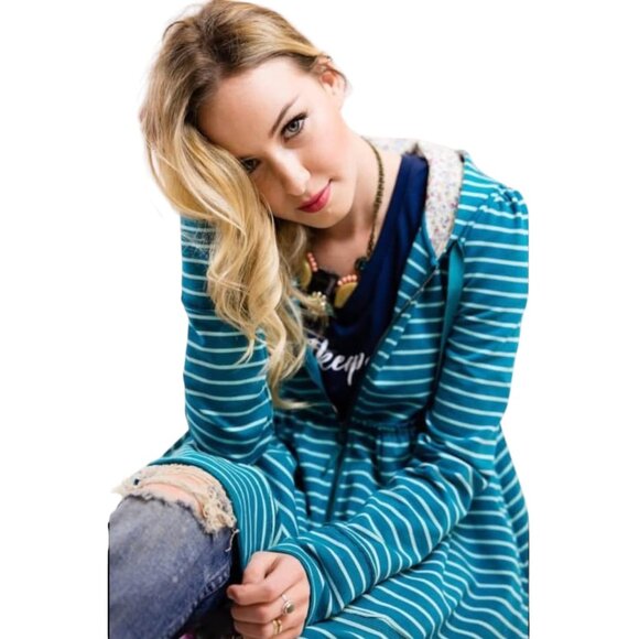 EUC 2017 Evy’s Tree The Sophie Hoodie Celestial Stripe Size Medium - Picture 4 of 5